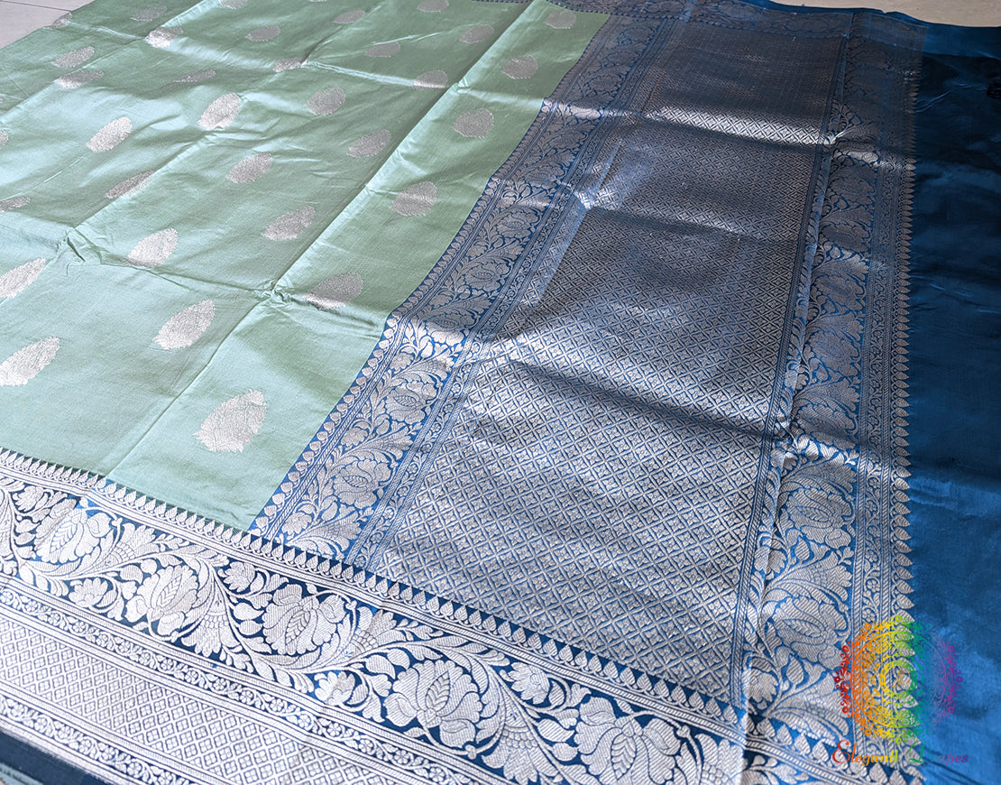 Sea Green Banarasi Handloom Katan Silk Saree – Handloom Saree Online India | Elegantt Drapes