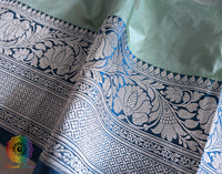 Sea Green Banarasi Handloom Katan Silk Saree – Handloom Saree Online India | Elegantt Drapes