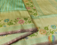 Cyan Pure Banarasi Handloom Katan Silk Saree – Handloom Saree Online India | Elegantt Drapes