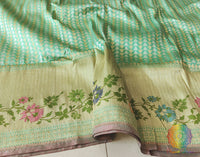 Cyan Pure Banarasi Handloom Katan Silk Saree – Handloom Saree Online India | Elegantt Drapes