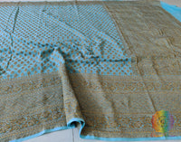 Sky Blue Banarasi Handloom Pure Khaddi Georgete Saree – Handloom Saree Online India | Elegantt Drapes