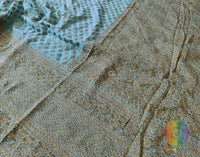 Sky Blue Banarasi Handloom Pure Khaddi Georgete Saree – Handloom Saree Online India | Elegantt Drapes