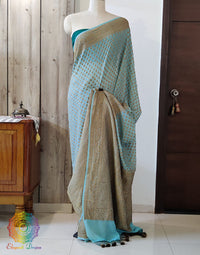 Sky Blue Banarasi Handloom Pure Khaddi Georgete Saree – Handloom Saree Online India | Elegantt Drapes
