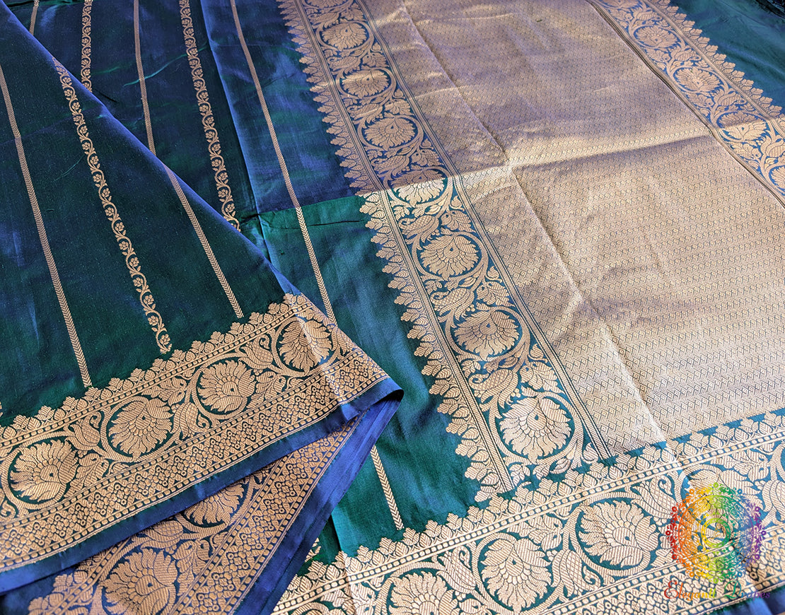 Emerald Banarasi Handloom Katan Silk Saree – Handloom Saree Online India | Elegantt Drapes