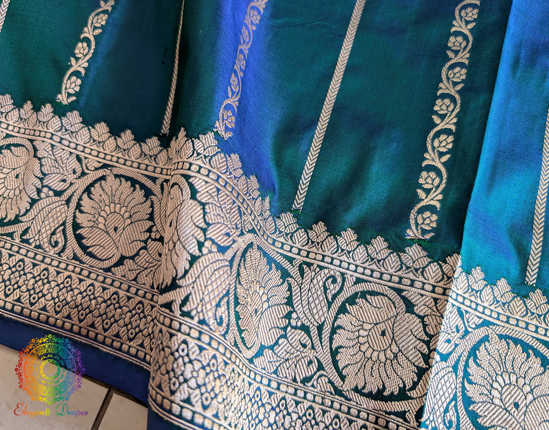 Emerald Banarasi Handloom Katan Silk Saree – Handloom Saree Online India | Elegantt Drapes