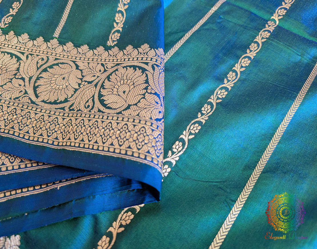 Emerald Banarasi Handloom Katan Silk Saree – Handloom Saree Online India | Elegantt Drapes