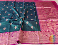 Turquoise Banarasi Handloom Katan Silk Saree – Handloom Saree Online India | Elegantt Drapes