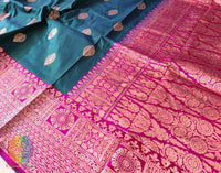 Turquoise Banarasi Handloom Katan Silk Saree – Handloom Saree Online India | Elegantt Drapes