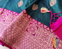 Turquoise Banarasi Handloom Katan Silk Saree – Handloom Saree Online India | Elegantt Drapes