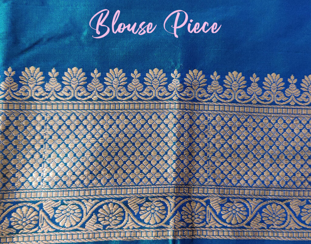 Turquoise Banarasi Handloom Pure Katan Silk Konia Saree – Handloom Saree Online India | Elegantt Drapes