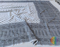 White Black Banarasi Handloom Pure Khaddi Georgete Saree – Handloom Saree Online India | Elegantt Drapes