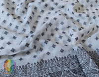 White Black Banarasi Handloom Pure Khaddi Georgete Saree – Handloom Saree Online India | Elegantt Drapes