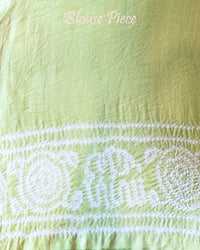 White Green Pure Gajji Silk Bandhani Saree – Bandhani Saree Online India | Elegantt Drapes