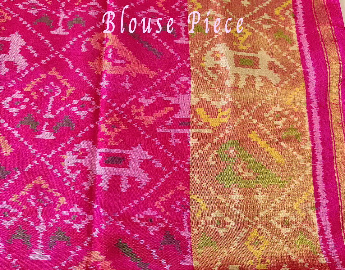 White Pink Pure Mulberry Silk Rajkot Patola Saree – Handloom Saree Online India | Elegantt Drapes