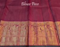 Off White Red Pure Kanjivaram Silk Saree – Handloom Saree Online India | Elegantt Drapes