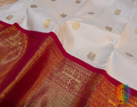 White Red Pure Kanjivaram Silk Saree – Handloom Saree Online India | Elegantt Drapes