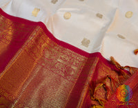 White Red Pure Kanjivaram Silk Saree – Handloom Saree Online India | Elegantt Drapes