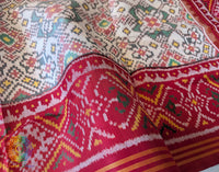 White Red Pure Mulberry Silk Patola Dupatta – Handloom Saree Online India | Elegantt Drapes