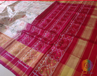 White Red Pure Mulberry Silk Rajkot Patola Saree