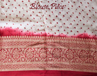 White Red Banarasi Pure Georgette Bandhani Saree – Bandhani Saree Online India | Elegantt Drapes