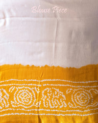 White Yellow Pure Gajji Silk Bandhani Saree – Bandhani Saree Online India | Elegantt Drapes