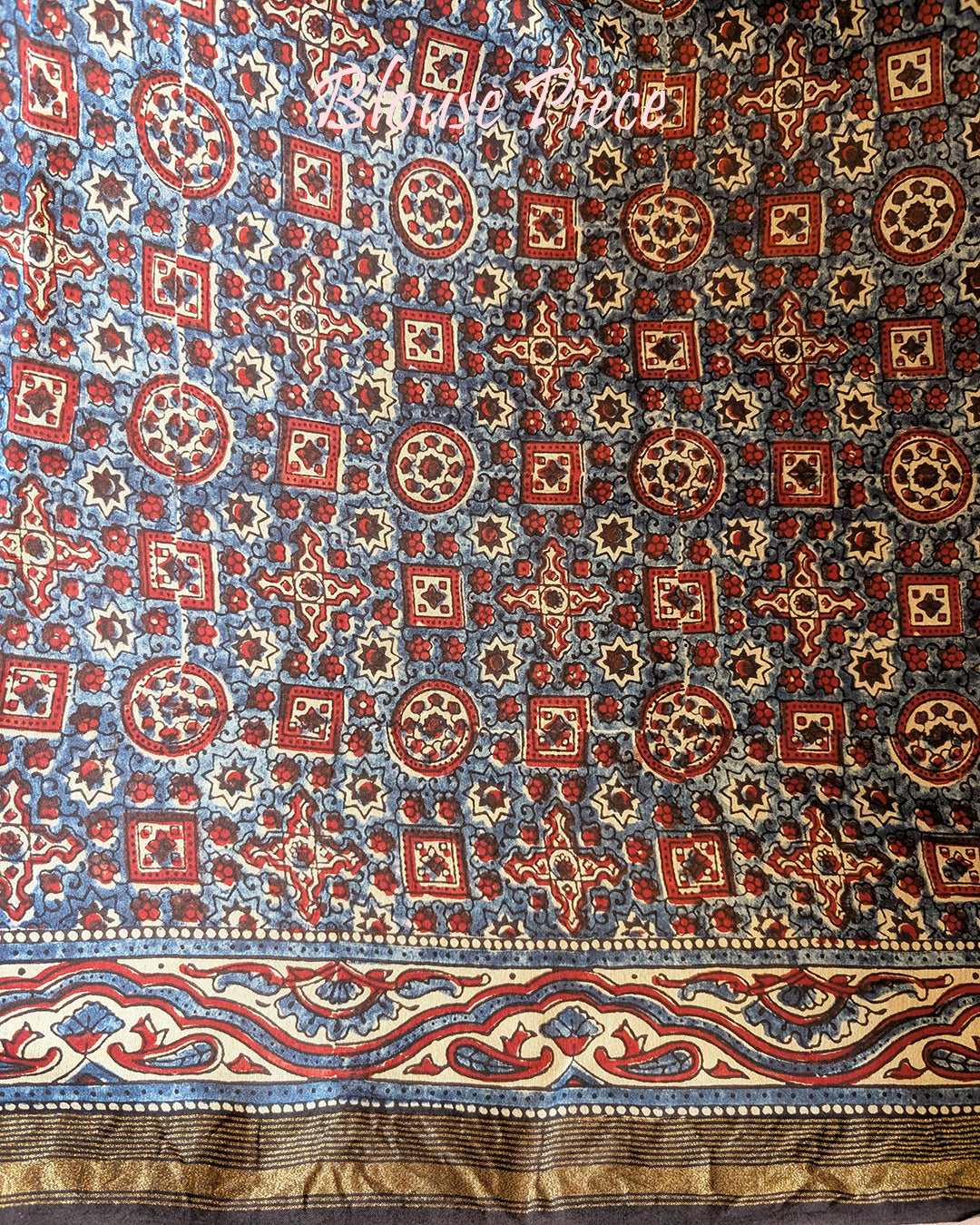 White Chanderi Ajrakh Saree – Ajrakh Saree Online India | Elegantt Drapes