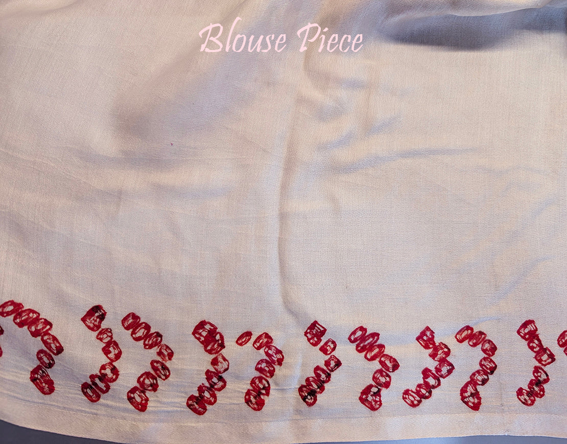 White Bandhani saree drape Blouse