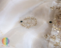 White Organza Gota Patti Handwork Saree – Handloom Saree Online India | Elegantt Drapes