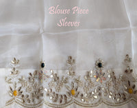 White Organza Gota Patti Handwork Saree – Handloom Saree Online India | Elegantt Drapes