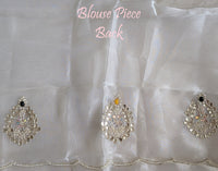 White Organza Gota Patti Handwork Saree – Handloom Saree Online India | Elegantt Drapes