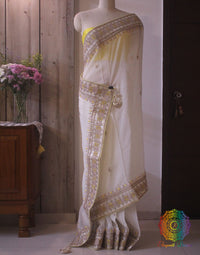 White Pure Organza Gota Patti Handwork Saree – Handloom Saree Online India | Elegantt Drapes