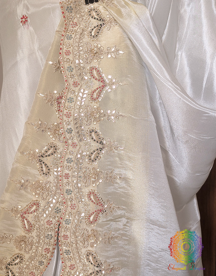 Off White Soft Silk Gota Patti Handwork Saree – Handloom Saree Online India | Elegantt Drapes