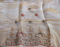 Off White Soft Silk Gota Patti Handwork Saree – Handloom Saree Online India | Elegantt Drapes