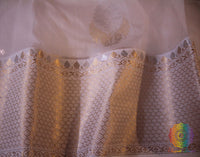 Off White Pure Chanderi Handloom Pattu Silk Saree – Handloom Saree Online India | Elegantt Drapes