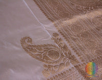 White Banarasi Handloom Pure Katan Silk Konia Saree – Handloom Saree Online India | Elegantt Drapes