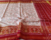 Handwoven White Pure Mulberry Silk Rajkot Patola Saree – Handloom Saree Online India | Elegantt Drapes