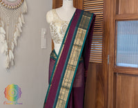 Wine Pure Kanchi Cotton Saree – Handloom Saree Online India | Elegantt Drapes