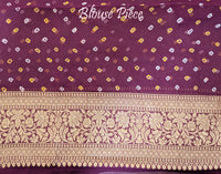 Wine Banarasi Bandhani Khaddi Georgette Saree – Bandhani Saree Online India | Elegantt Drapes