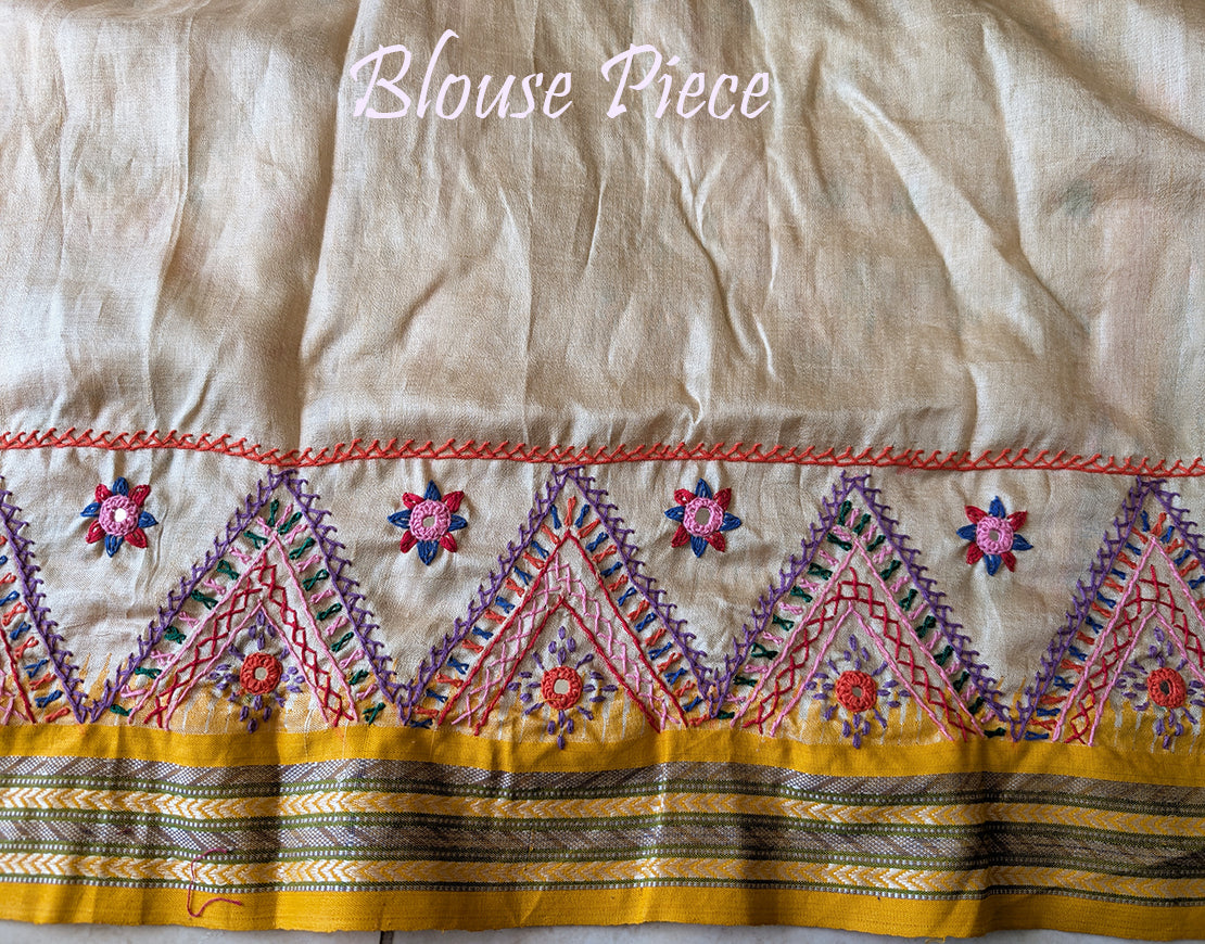 Lambani Handwork Vidarbha Tussar Silk Saree – Handloom Saree Online India | Elegantt Drapes