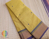Ochre Yellow Pure Kanchi Cotton Saree – Handloom Saree Online India | Elegantt Drapes