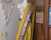 Ochre Yellow Pure Kanchi Cotton Saree – Handloom Saree Online India | Elegantt Drapes