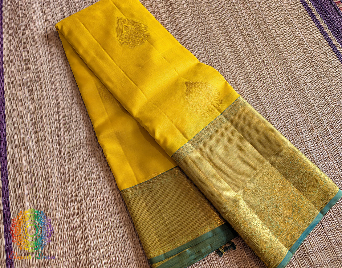 Yellow Pure Kanjivaram Silk Saree – Handloom Saree Online India | Elegantt Drapes
