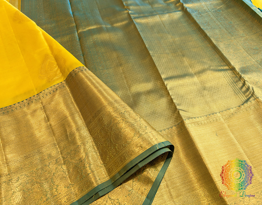 Yellow Pure Kanjivaram Silk Saree – Handloom Saree Online India | Elegantt Drapes