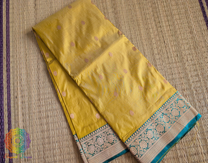 Yellow Banarasi Handloom Katan Silk Saree – Handloom Saree Online India | Elegantt Drapes
