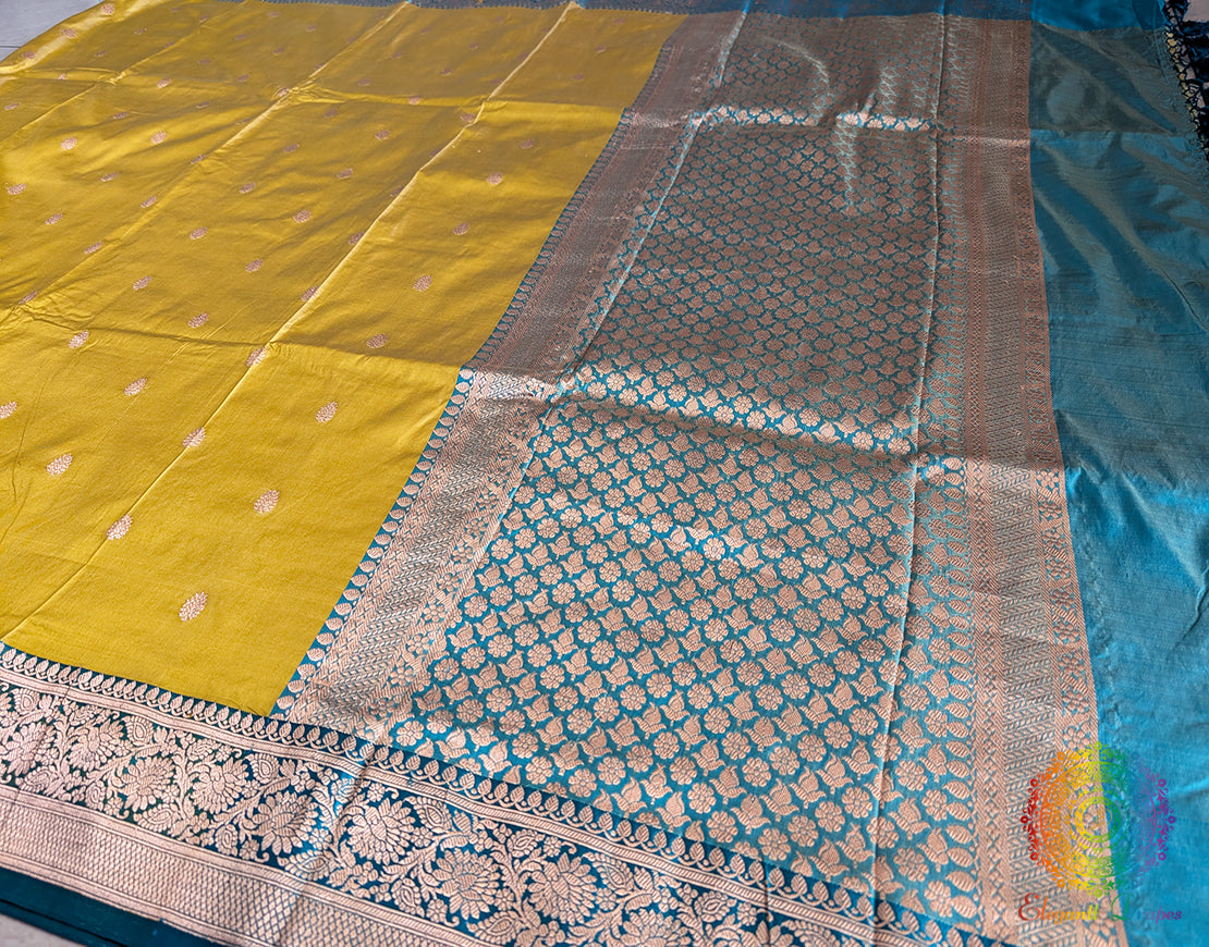 Yellow Banarasi Handloom Katan Silk Saree – Handloom Saree Online India | Elegantt Drapes