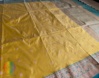 Yellow Banarasi Handloom Katan Silk Saree – Handloom Saree Online India | Elegantt Drapes