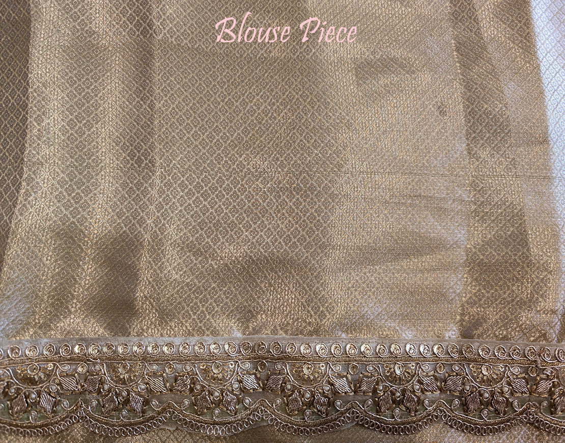 Yellow Pure Banarasi Crushed Tissue Silk Saree – Handloom Saree Online India | Elegantt Drapes