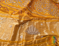 Yellow Gaji Silk Bandhani Gota Handwork Dupatta – Bandhani Saree Online India | Elegantt Drapes