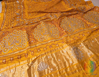 Yellow Gaji Silk Bandhani Gota Handwork Dupatta – Bandhani Saree Online India | Elegantt Drapes