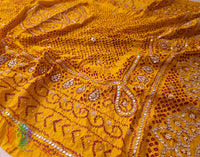 Yellow Gaji Silk Bandhani Gota Handwork Dupatta – Bandhani Saree Online India | Elegantt Drapes